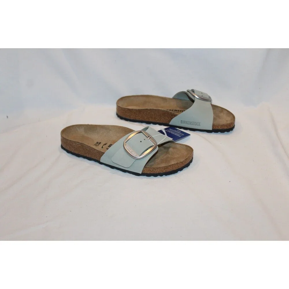 Birkenstock Women Madrid Big Buckle Suede Sandals Pure Sage EU 38 Narrow